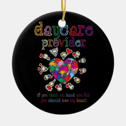 保育プロバイダ育児可愛いハート先生 セラミックオーナメント (正面)