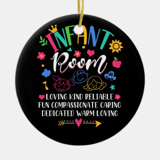 保育園愛情ある種類信頼できる乳児室 セラミックオーナメント (正面)