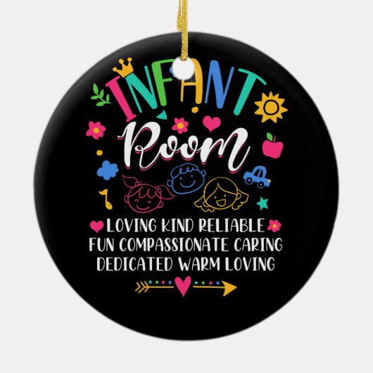 保育園愛情ある種類信頼できる乳児室 セラミックオーナメント (裏面)