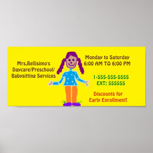 保育園/保育園ポスターのサイン。カスタマイズ可能 ポスター (正面)