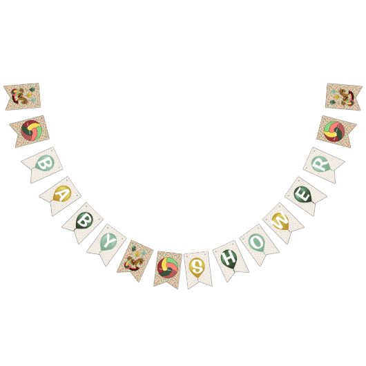 保育園BABY SHOWERフラグ2,8&15に名前を追加 バンティングフラッグ (全)