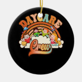 保育所乗務員先生子気に労働者Gr セラミックオーナメント (正面)