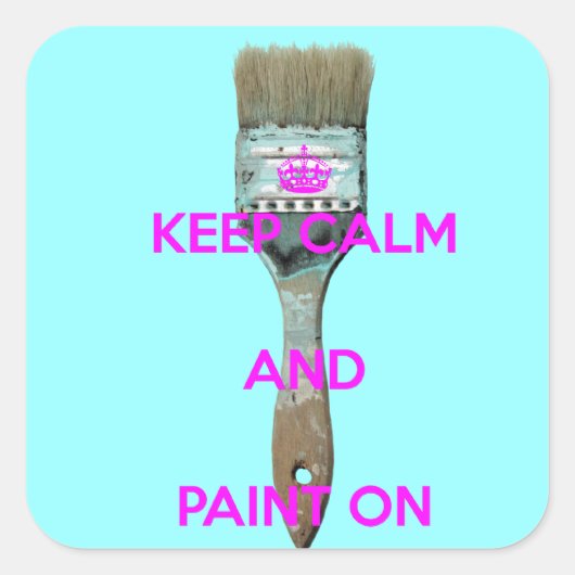 保落ち着いて絵を描いる スクエアシール (正面)