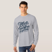 保行やる気を起こさせるlことわざlネイビー引用文グレイ tシャツ (正面フル)