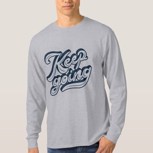 保行やる気を起こさせるlことわざlネイビー引用文グレイ tシャツ (正面)