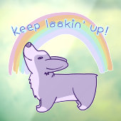 「保見ろ!」 かわいいコーギレインボーウィンドウにしがみつく ウィンドウサイン (シート3)