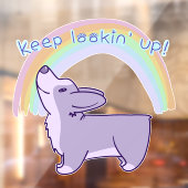 「保見ろ!」 かわいいコーギレインボーウィンドウにしがみつく ウィンドウサイン (シート2)