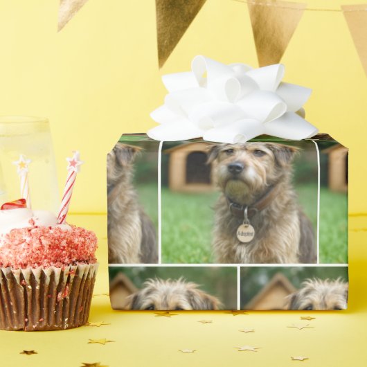 保護されたもじゃもじゃ犬と犬小屋 ラッピングペーパー (誕生日パーティー)