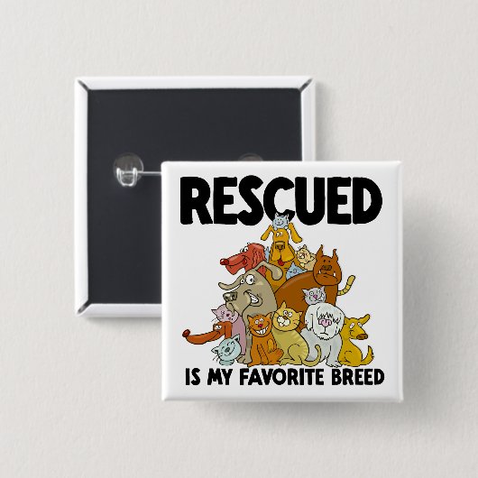 保護された犬と猫は私のお気に入りの種 缶バッジ (正面&裏面)