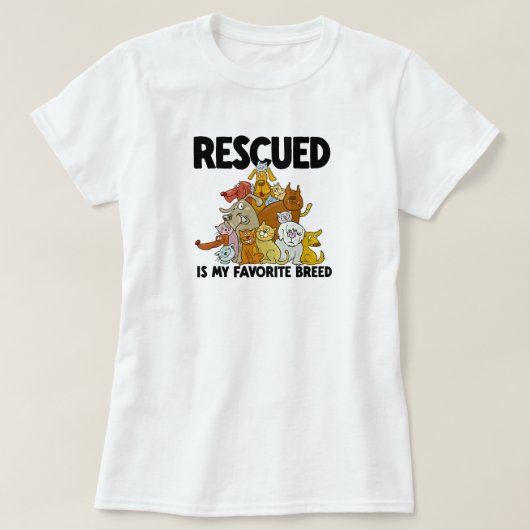 保護された犬と猫は私のお気に入りの種 Tシャツ (デザイン正面)