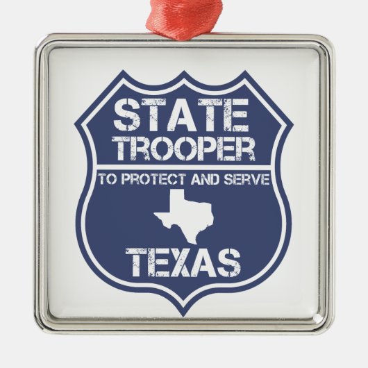 保護し、役立つテキサス州の州警察官 メタルオーナメント (正面)