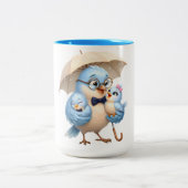 保護する父鳥のコーヒーマグ ツートーンマグカップ (中央)