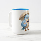 保護する父鳥のコーヒーマグ ツートーンマグカップ (正面左)
