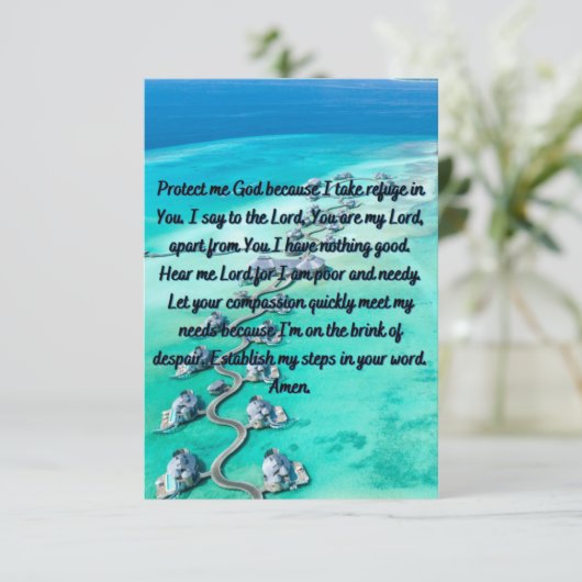 保護と平和のフラットグリーティングカードのための祈りの言葉 カード (スタンド正面)