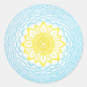 保護のマンダラ青黄幾何学模様 ラウンドシール (正面)