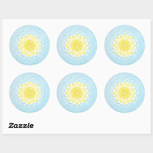 保護のマンダラ青黄幾何学模様 ラウンドシール (シート)