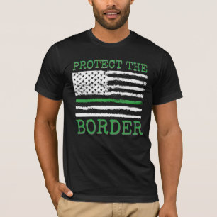 保護アメリ縁どカ国旗緑線 Tシャツ