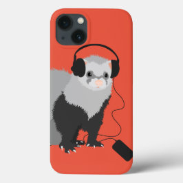 保護ビッグヘッドフォン音楽おもしろい愛好家フェレット iPhone 13ケース