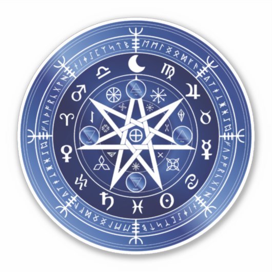 保護ビニールの青と白のマンダラのシンボル シール (正面)