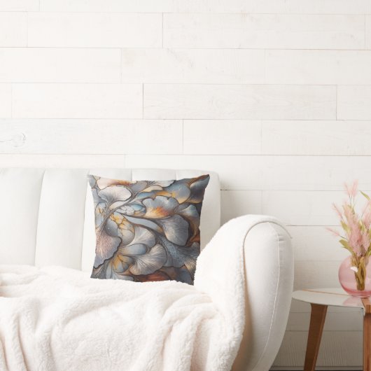 保護プリント銀葉模様 クッション (ソファ)