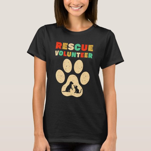 保護ボランティア動物シェルター犬の猫愛 Tシャツ (正面)