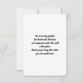 保護マスクを着けたかわいい青クマのナース サンキューカード (裏面)