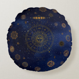 保護マンダラウィッチの魔法の異教の記号 ラウンドクッション