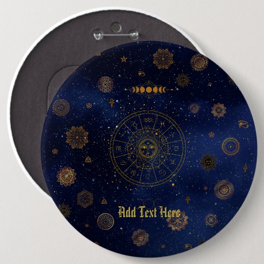 保護マンダラウィッチの魔法の異教の記号 缶バッジ (正面&裏面)