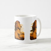 保護ライオンコーヒーカップ – ライオンとライオンズマグカップ コーヒーマグカップ (正面右)