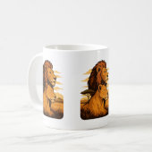 保護ライオンコーヒーカップ – ライオンとライオンズマグカップ コーヒーマグカップ (正面左)