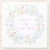 保護受粉ミツバチ花 ガラスコースター (裏面)