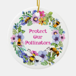 保護受粉ミツバチ花 セラミックオーナメント