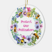 保護受粉ミツバチ花 セラミックオーナメント (左)