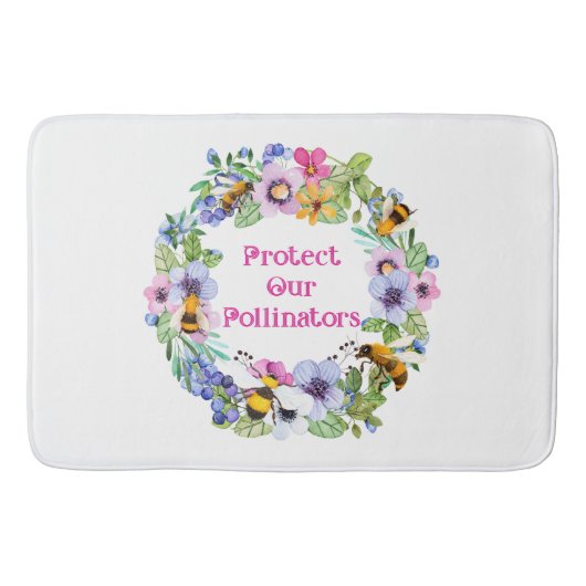 保護受粉ミツバチ花 バスマット (正面)