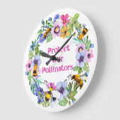 保護受粉ミツバチ花 ラージ壁時計 (傾斜)