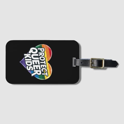 保護同性愛者キッズレインボーハートLGBTプライド ラゲッジタグ (正面横)