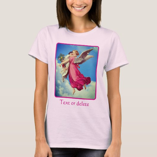 保護天使と子供のカスタマイズデザイン Tシャツ (正面)