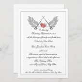 保護威厳のあるされたハート結婚の 招待状 (正面/裏面)