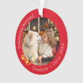 保護対象のペット犬の写真レッド オーナメント (正面)