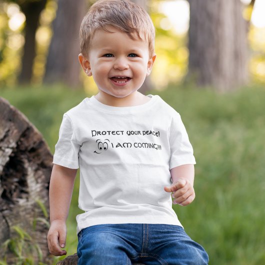 保護平和！私は来だ！子育てユーモア ベビーTシャツ