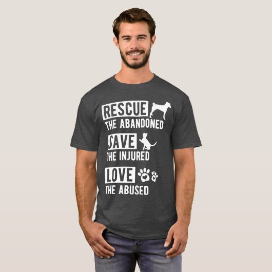 保護救愛動物シェルター犬猫を採用 Tシャツ (正面フル)