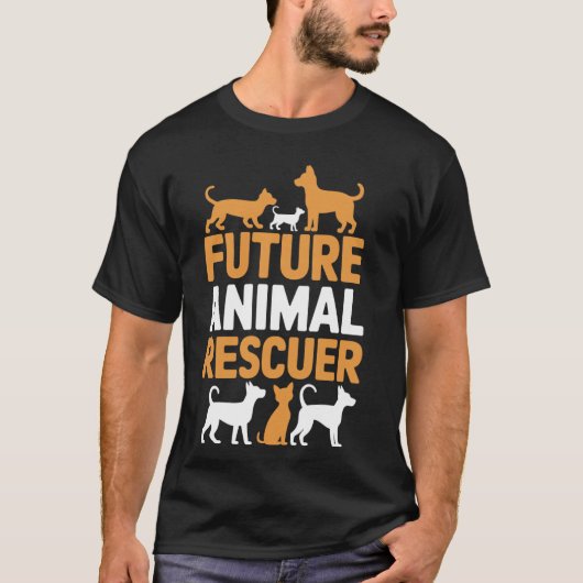 保護施設の猫を迎えて未来を救う 動物レスキュー Tシャツ (正面)
