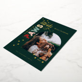 保護期間のシーズンおもしろい赤ペットドッグフォトグリーン 箔シーズンカード (回転した状態)