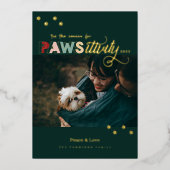 保護活動のシーズンおもしろいグリーンペットドッグフォト 箔シーズンカード (正面)