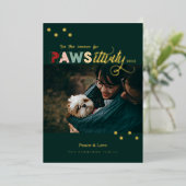 保護活動のシーズンおもしろいグリーンペットドッグフォト 箔シーズンカード (立ち正面)
