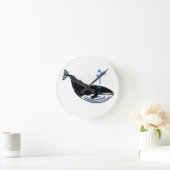 保護海 – Blue WHALE -自然 – エコロジー ラウンド壁時計 (ホーム)