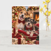 保護犬のクリスマスカード カード (黄色い花)