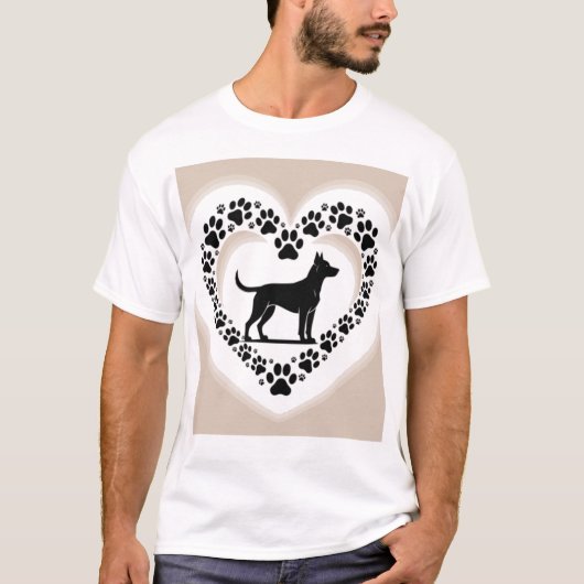保護犬を愛するハート型の肉球Tシャツ - 愛犬家へのプレゼントに Tシャツ (正面)