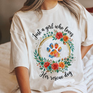 保護犬を愛する女の子 ウォーターカラー Pa トライブレンドTシャツ