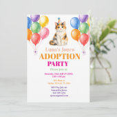 保護猫お迎えパーティー うちの子記念日 三毛猫 ペット 招待状 (スタンド正面)